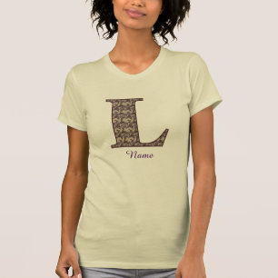 Monogram Initiaal L Vintage Bloem Motief Persoonli T-shirt
