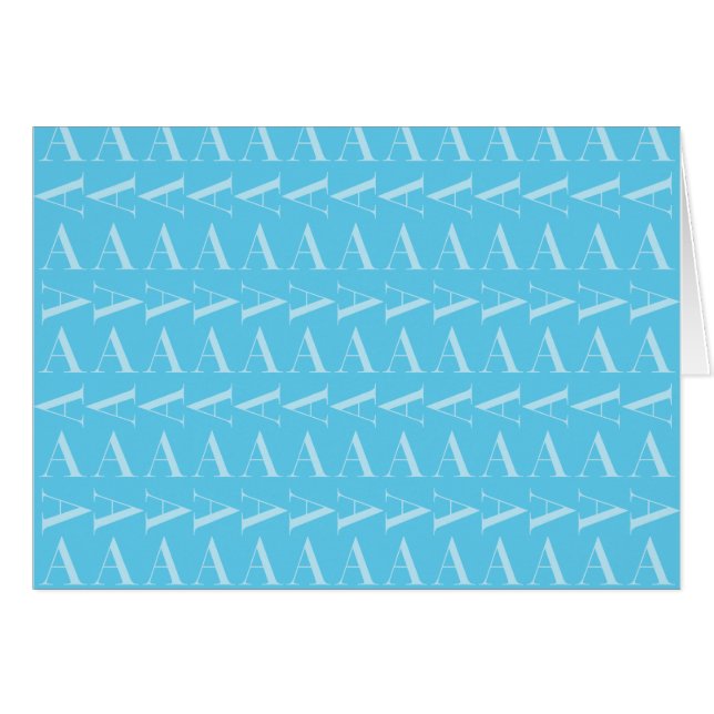 Monogram Initiaal letter A, Aqua blauw (Voorkant Horizontaal)