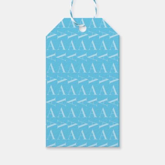 Monogram Initiaal letter A, Aqua blauw Cadeaulabel (Voorkant)