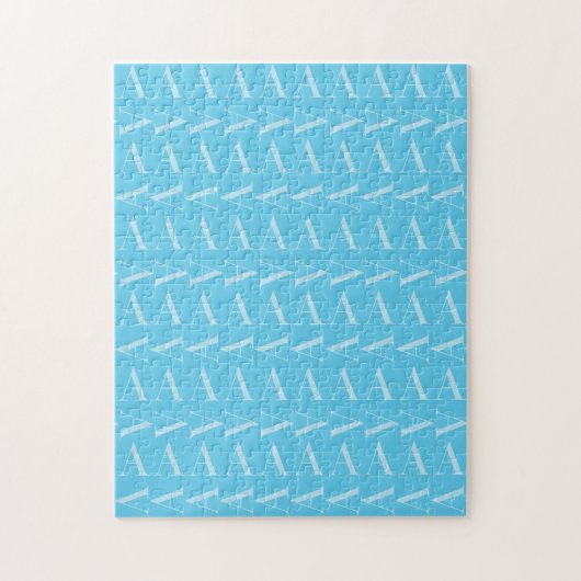 Monogram Initiaal letter A, Aqua blauw Legpuzzel (Verticaal)