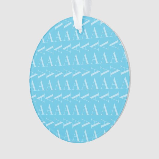Monogram Initiaal letter A, Aqua blauw Ornament (voorkant)