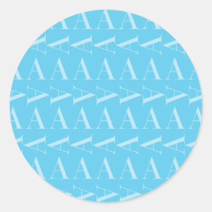 Monogram Initiaal letter A, Aqua blauw Ronde Sticker