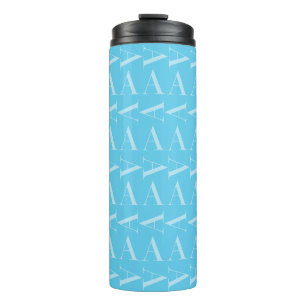 Monogram Initiaal letter A, Aqua blauw Thermosbeker