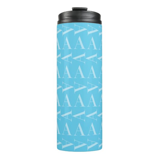 Monogram Initiaal letter A, Aqua blauw Thermosbeker (Voorkant)