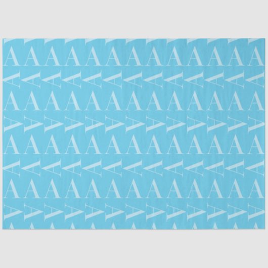 Monogram Initiaal letter A, Aqua blauw Tissuepapier (Voorkant)
