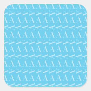 Monogram Initiaal letter A, Aqua blauw Vierkante Sticker