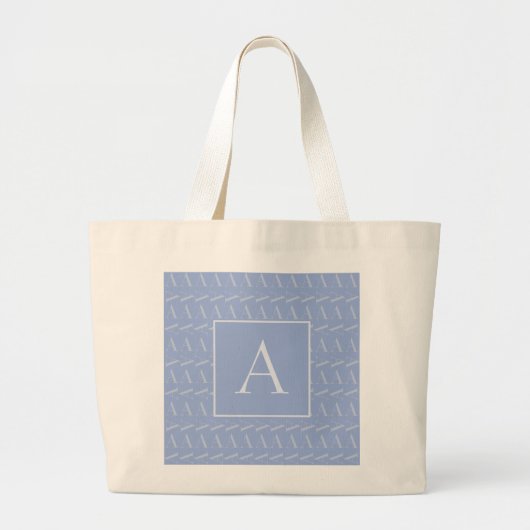 Monogram Initiaal Letter A, Blue Grote Tote Bag (Voorkant)