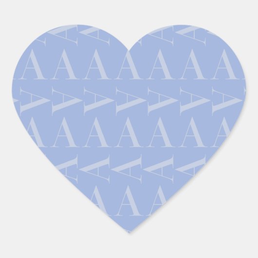 Monogram Initiaal Letter A, Blue Hart Sticker (Voorkant)