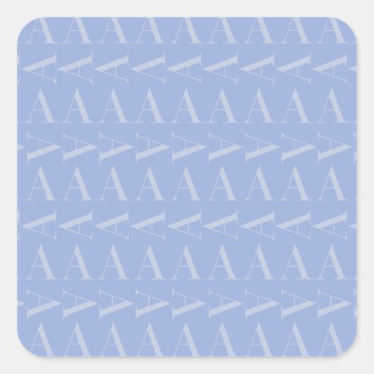 Monogram Initiaal Letter A, Blue Vierkante Sticker (Voorkant)