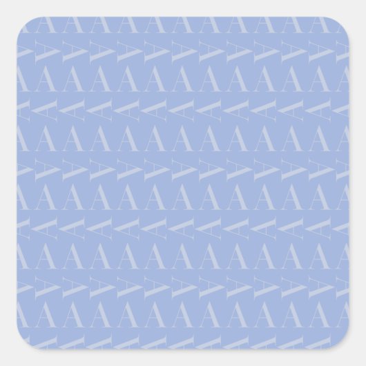 Monogram Initiaal Letter A, Blue Vierkante Sticker (Voorkant)