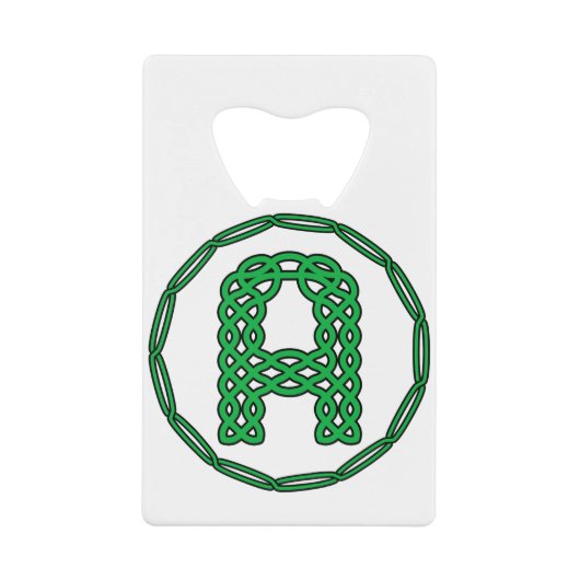 Monogram Initiaal letter A in Keltische stijl Kredietkaart Flessenopener (Voorkant)