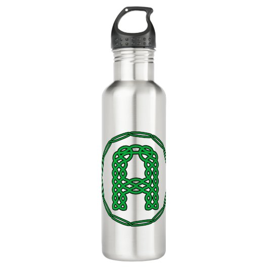 Monogram Initiaal letter A in Keltische stijl Waterfles (Voorkant)