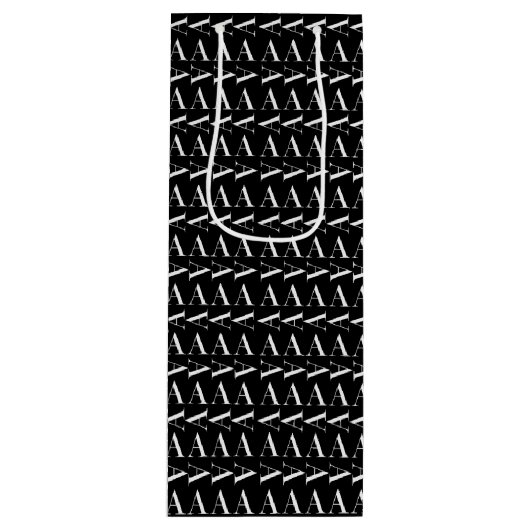 Monogram Initiaal letter A Wijn Cadeautas (Voorkant)