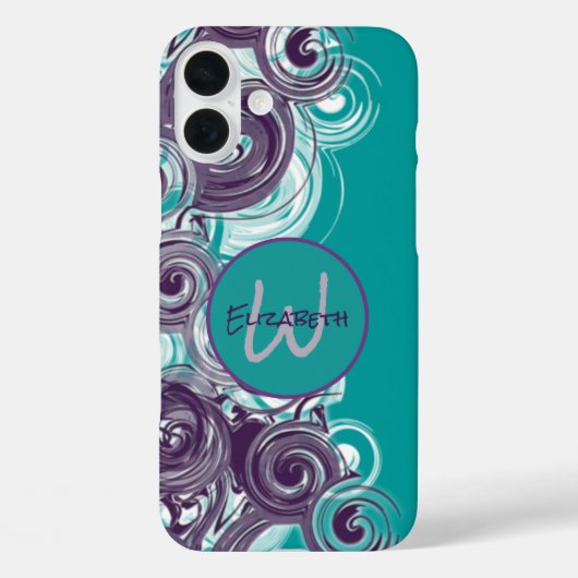 Monogram Initiaal Letter Abstracte wervelgolven Case-Mate iPhone Case (Achterkant)