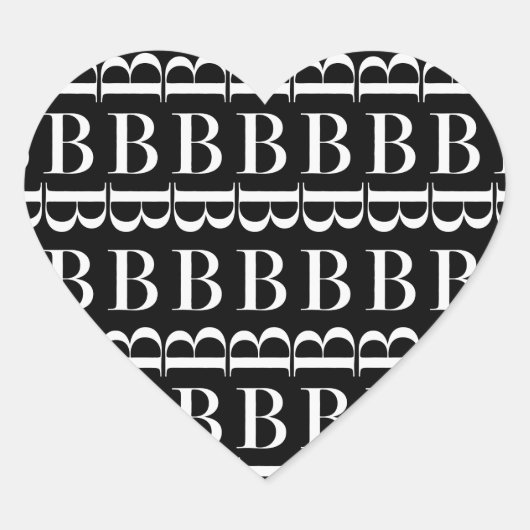 Monogram Initiaal letter B Hart Sticker (Voorkant)