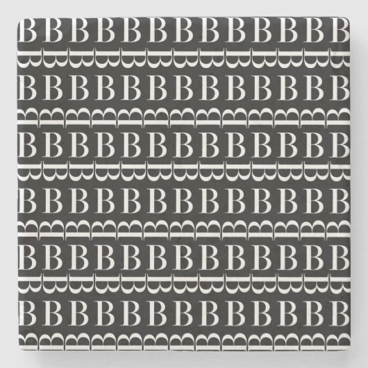Monogram Initiaal letter B Stenen Onderzetter (Voorkant)