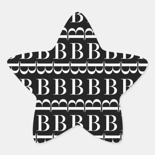 Monogram Initiaal letter B Ster Sticker (Voorkant)