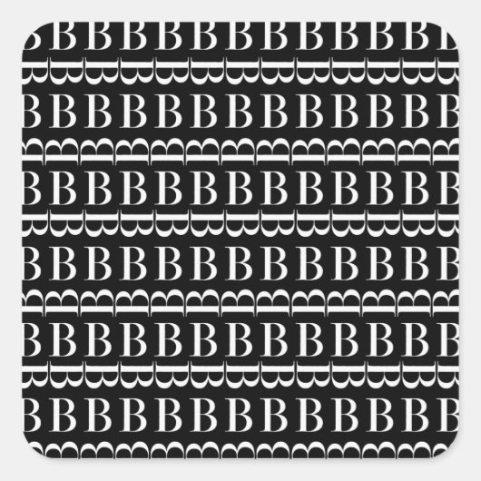 Monogram Initiaal letter B Vierkante Sticker (Voorkant)