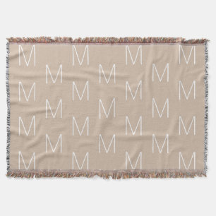 Monogram initiaal letter beige tan aanpassen deken