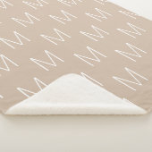 Monogram initiaal letter beige-tan-wit aanpassen sherpa deken (3/4)