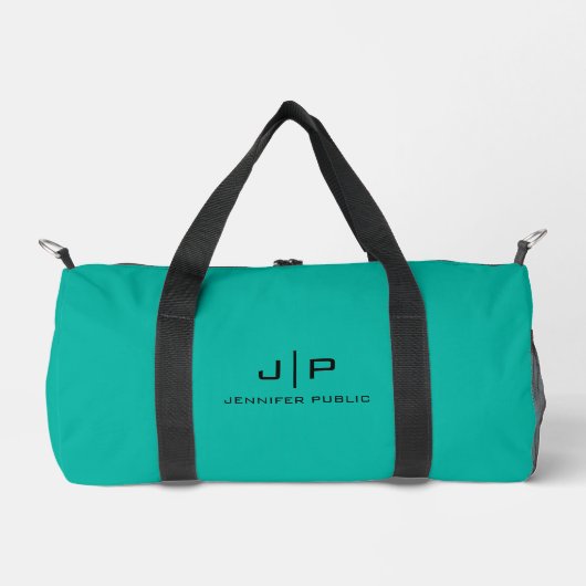 Monogram Initiaal Letter Blauwgroen aangepaste Sja Plunjezak (Voorkant)