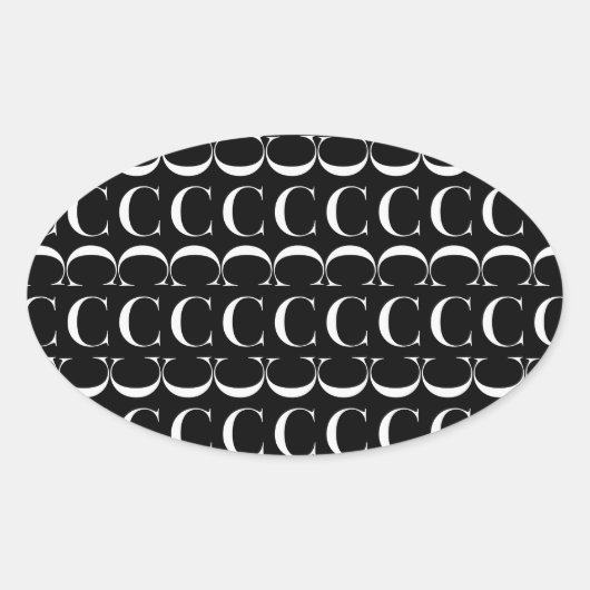 Monogram Initiaal letter C Ovale Sticker (Voorkant)
