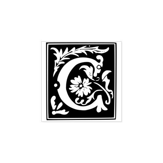Monogram  initiaal letter C Rubberstempel (Afrduk)