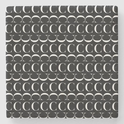 Monogram Initiaal letter C Stenen Onderzetter (Voorkant)