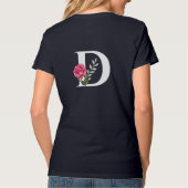 Monogram Initiaal Letter D in White Roze Rose T-shirt (Achterkant)