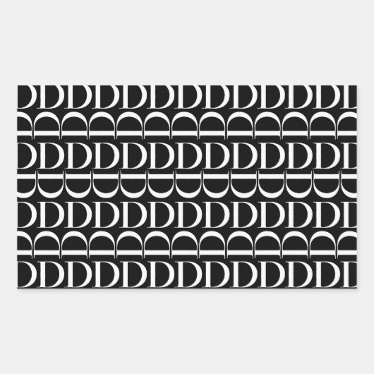 Monogram Initiaal letter D Rechthoekige Sticker (Voorkant)