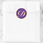 Monogram Initiaal letter D Ronde Sticker (Tas)