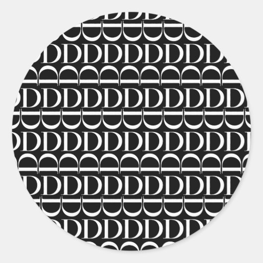 Monogram Initiaal letter D Ronde Sticker (Voorkant)