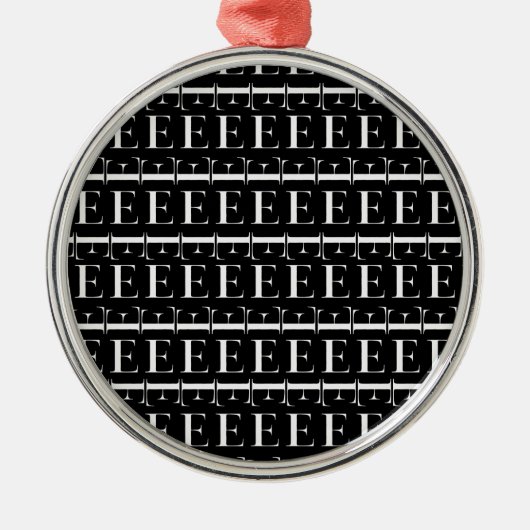 Monogram Initiaal letter E Metalen Ornament (Voorkant)