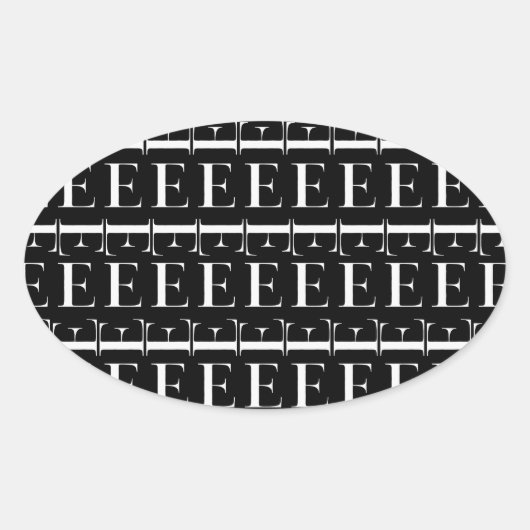 Monogram Initiaal letter E Ovale Sticker (Voorkant)