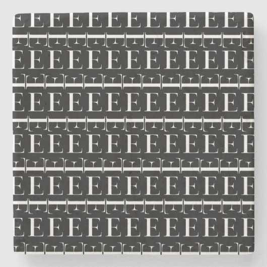 Monogram Initiaal letter E Stenen Onderzetter (Voorkant)
