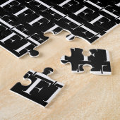 Monogram Initiaal Letter F, kies Achtergrondkleur Legpuzzel (Zijkant)