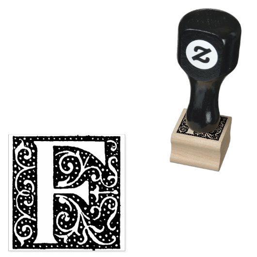 Monogram   initiaal Letter F Rubberstempel (Gestempeld)