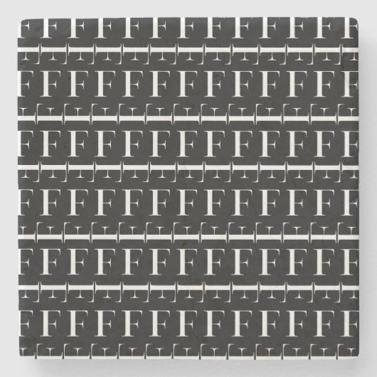 Monogram Initiaal letter F Stenen Onderzetter (Voorkant)