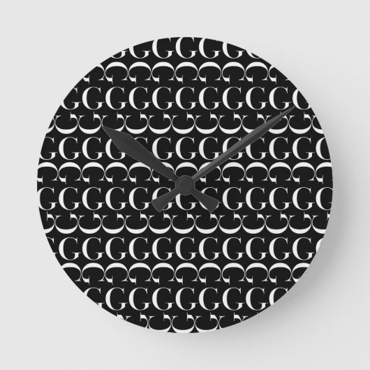 Monogram Initiaal Letter G Ronde Klok (Voorkant)