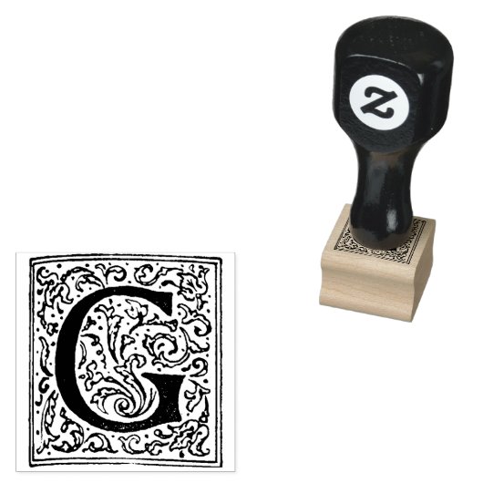 Monogram  initiaal letter G Rubberstempel (Gestempeld)