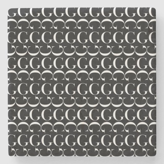 Monogram Initiaal Letter G Stenen Onderzetter (Voorkant)