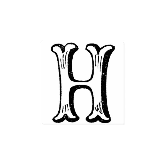 Monogram  initiaal letter H Rubberstempel (Afrduk)