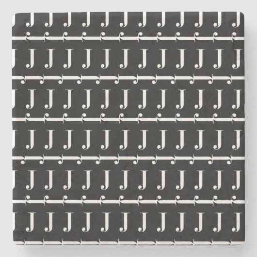 Monogram Initiaal letter J Stenen Onderzetter (Voorkant)