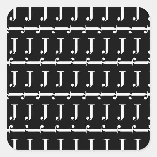 Monogram Initiaal letter J Vierkante Sticker (Voorkant)
