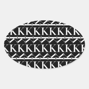 Monogram Initiaal letter K Ovale Sticker