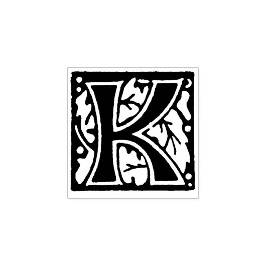Monogram  initiaal letter K Rubberstempel (Afrduk)