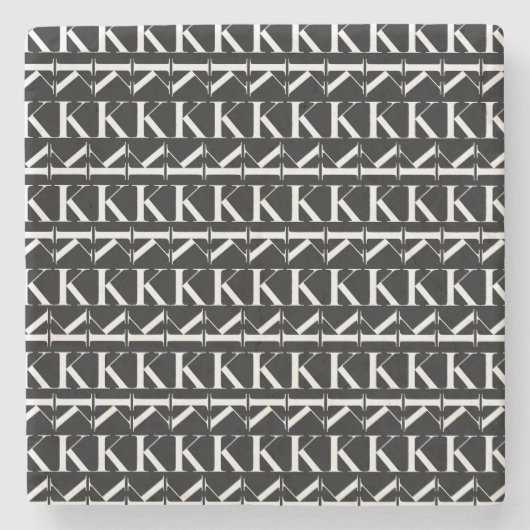Monogram Initiaal letter K Stenen Onderzetter (Voorkant)