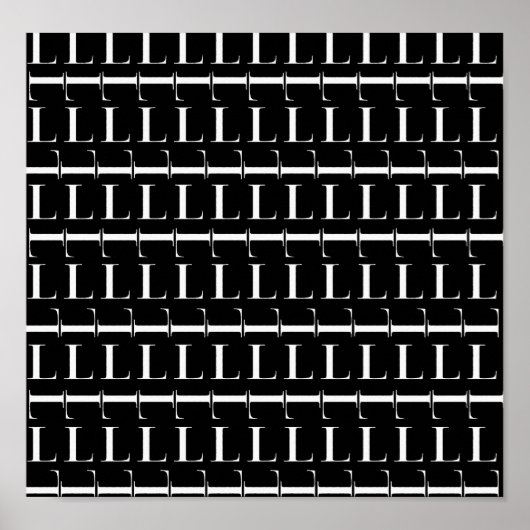 Monogram Initiaal Letter L, Kies Achtergrondkleur Poster (Voorkant)