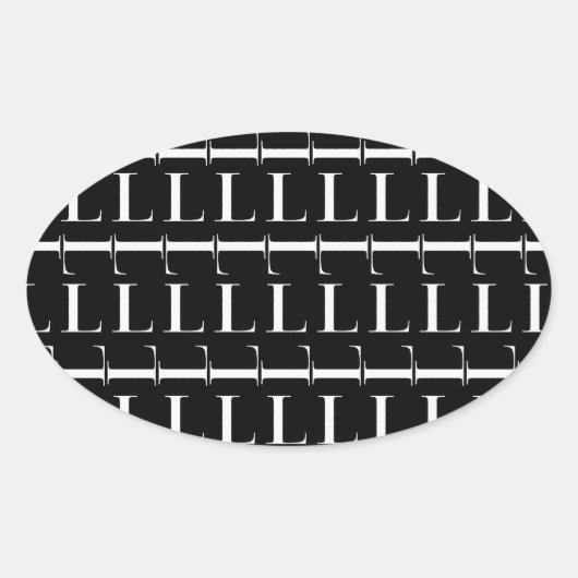 Monogram Initiaal Letter L Ovale Sticker (Voorkant)