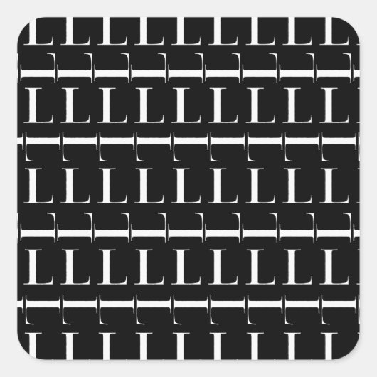 Monogram Initiaal Letter L Vierkante Sticker (Voorkant)